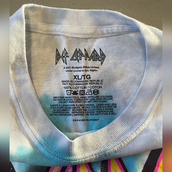 Def leopard high n dry tie dye neon 100% cotton short sleeve t shirt size xl - Picture 4 of 4